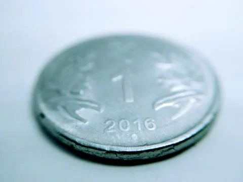 Close up on one rupee coin Stock Photos