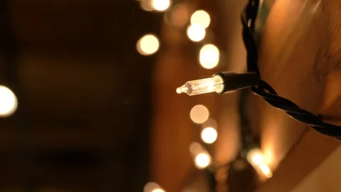Close up one twinkle light large wood Video stock 120303788