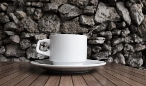 Close-up one white coffee cup Stock Photos