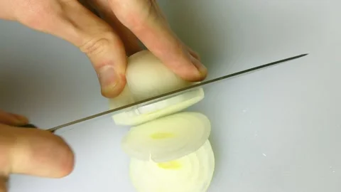 Close-Up of Onion Slicing 库存影片 237583486