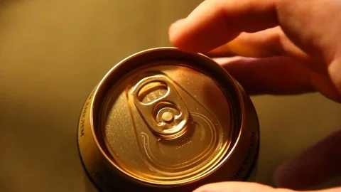 Close up of open aluminium beer can Stock Footage 70283992