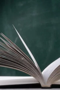 Close up of the open book at classroom Foto stock