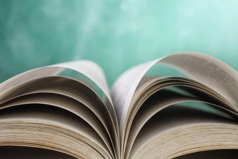 Close up of the open book at classroom Stock-Fotos