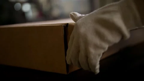 Close-Up of an Open, Empty Cardboard Box for Packaging Stock Footage 318304738