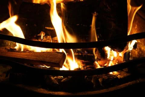 Close up of a open fire in a house Foto stock