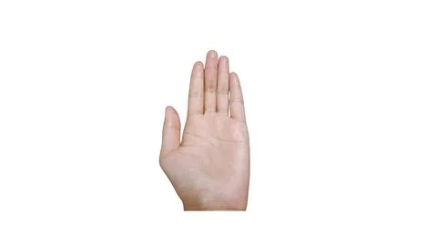 Close-Up of Open Hand Gesture on Transparent Background Foto stock