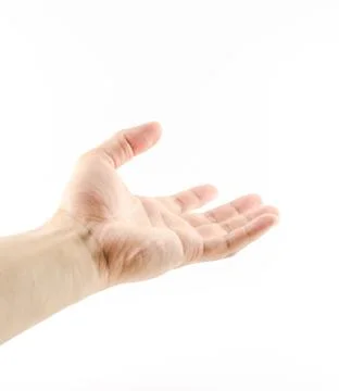 Close up open Hand on white background Stock Photos