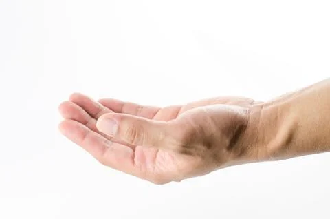 Close up open Hand on white background Stock Photos