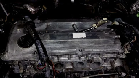 Close-up of open intake ports on a car engine cylinder head Stock Footage 340414958