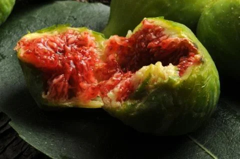 Close up on open ripe figs Stock Photos