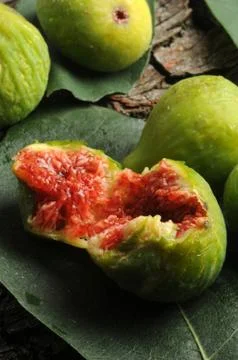 Close up on open ripe figs Stock Photos