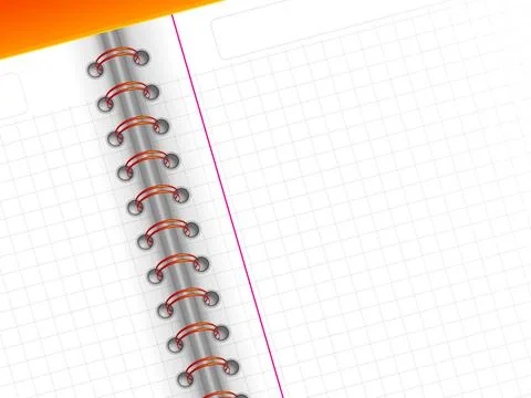 Close up of an open spiral notebook Stock Illustration