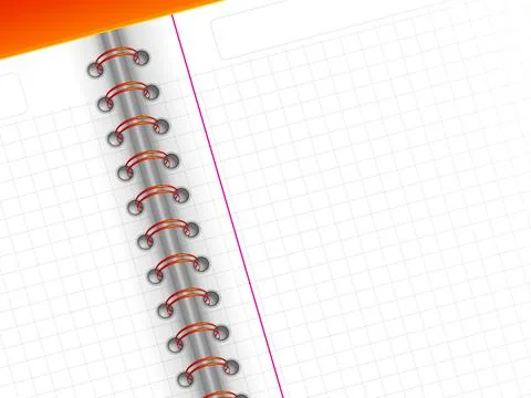 Close up of an open spiral notebook Stock Illustration