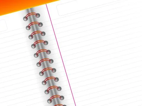 Close up of an open spiral notebook Stock Illustration