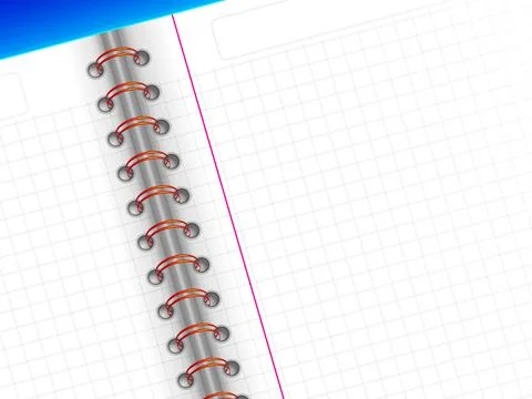 Close up of an open spiral notebook Stock Illustration
