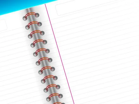 Close up of an open spiral notebook Illustrazione stock