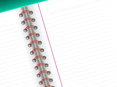 Close up of an open spiral notebook Stock Illustration