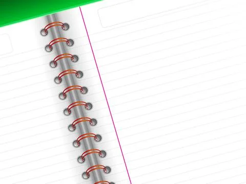 Close up of an open spiral notebook Stock Illustration