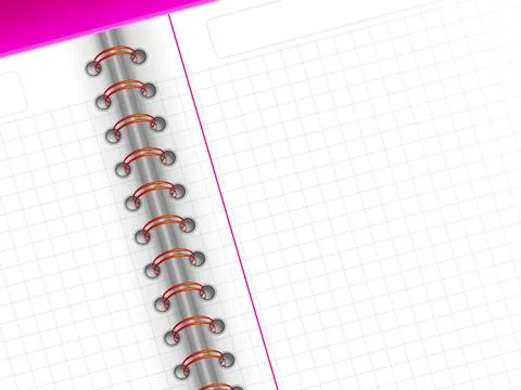 Close up of an open spiral notebook Illustrazione stock