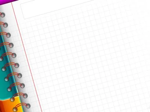 Close up of an open spiral notebook Illustrazione stock