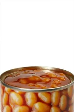 CLOSE UP OPEN TIN OF BAKED BEANS Stock Photos