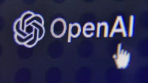 Close up OpenAI Logo with User Moving Cursor- Camera Dolly Right Video stock 243354295