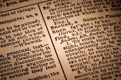 Close-up of an Opened Dictionary showing the Word FIND Stock-Fotos