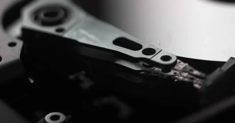 Close Up of Opened Harddisk Drive [4K] Stock Footage 64480379