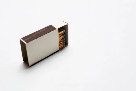 Close-up of opened matchbox with mockup. Stock Photos
