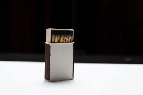 Close-up of opened matchbox with mockup. Stock Photos