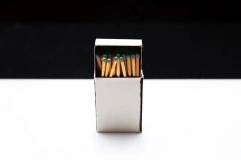 Close-up of opened matchbox with mockup. Stock Photos