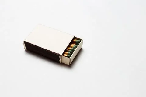Close-up of opened matchbox with mockup. Stock Photos