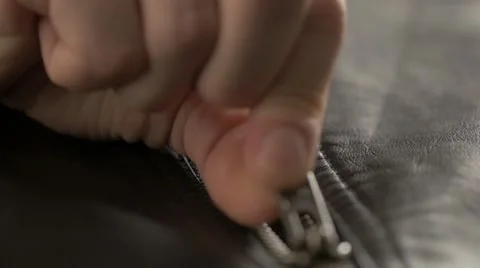 Close up Opened zipper on man leather jacket Stock Footage 68655781