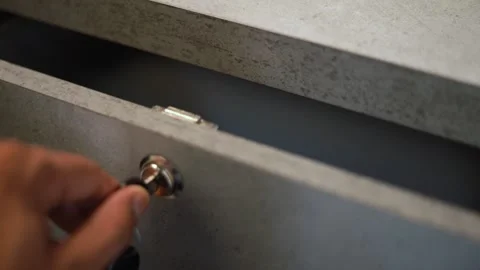 Close up of opening a drawer Stock Footage 249731644