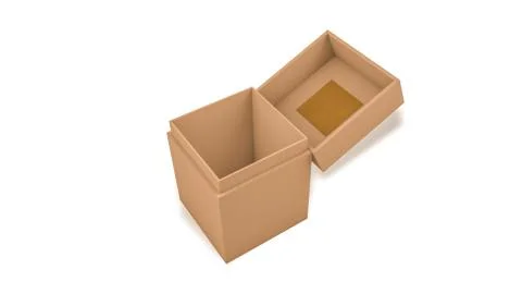 Close up of opening the empty cardboard box mock up Stock Illustration