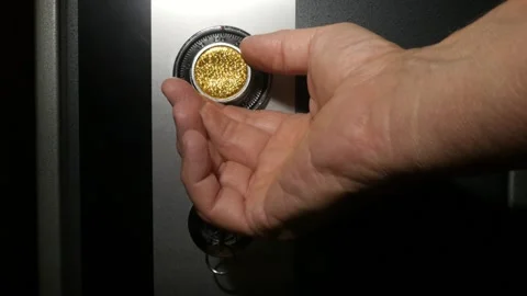 Close up opening a safe Stock Footage 201173011