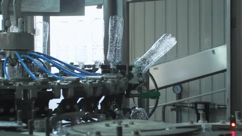 Close-up of the operation of the automatic tightening of the cork on a plasti Stock Footage 279919281