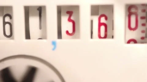 Close-up of the operation of the heating meter, operation of the metric meter Stock Footage 149572457