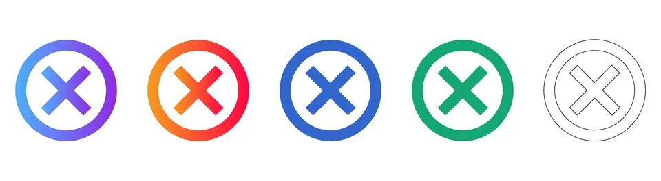 Close or Cancel Icon Set with X Symbol Stock Illustration