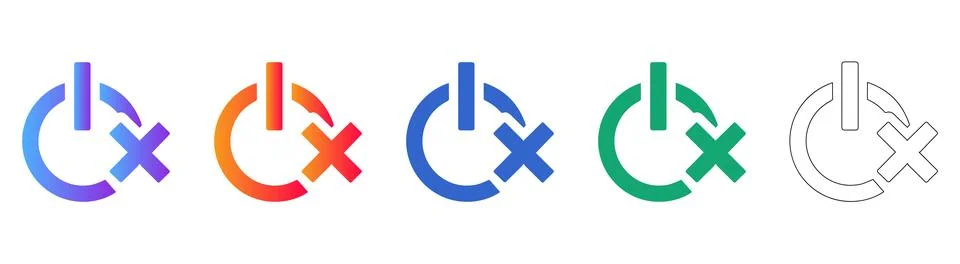 Close or Cancel Icon Set with Gradient and Outline Styles Stock Illustration