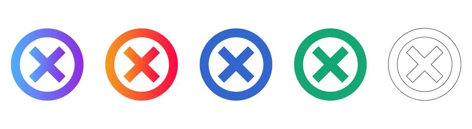 Close or Cancel X Mark Icons Collection Stock Illustration