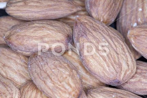 Close up or raw almonds Stock Photos