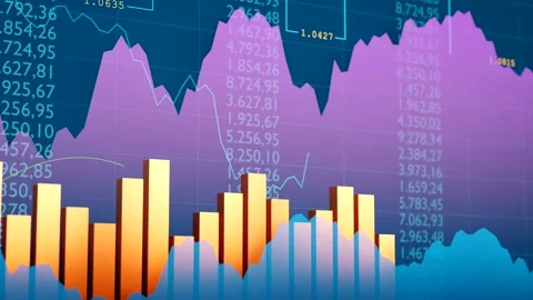 Close-up orange bar graph, business data, financial markets concept Stock Footage 296376459