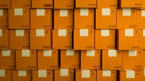 Close up of orange boxes wall Stock Illustration