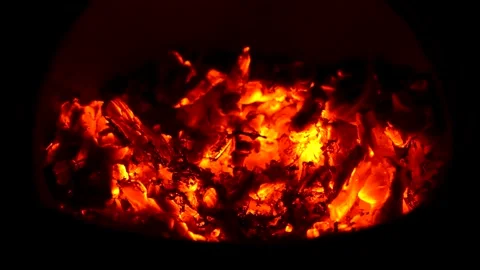 Close up of orange burning embers Stock Footage 233923843