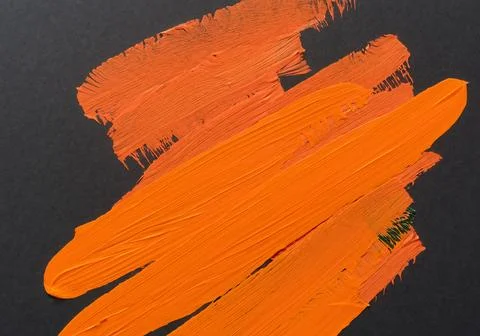 Close up Orange Colored Brush Stroke Stock Photos