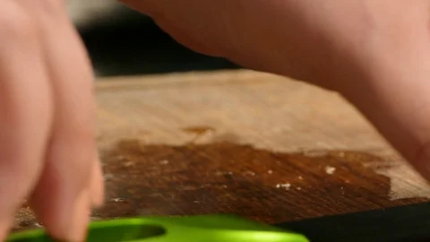 Close-up. Orange, cut with a knife Video stock 71762869