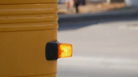 Close up orange direction indicator on car or other vehicle Stock Footage 100191835
