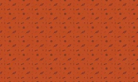 Close-up of orange fabric with small black and green pattern Иллюстрация