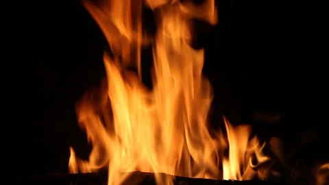 Close up of Orange Fire With Black Background Video stock 227401895